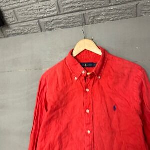 Ralph Lauren Button Down Shirt Red Long Sleeve Classic Fit Men L G